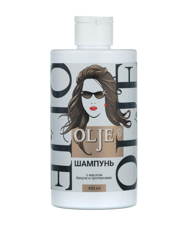 OLJE. Шампунь женский с маслом бакучи и протеинами, 450 мл в Томске